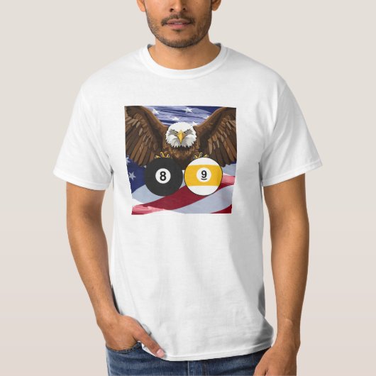 Patriottische Poolspeler 8 Ball 9 Ball T-shirt (Voorkant)