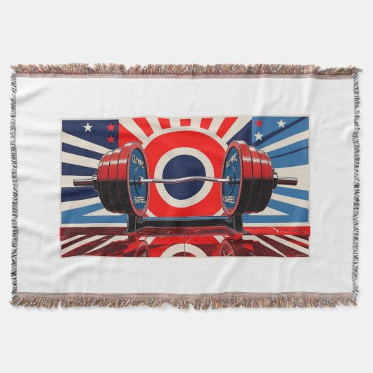 Patriottische Pop Art Olympic Barbell Set Deken (Voorkant)