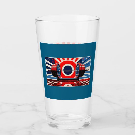 Patriottische Pop Art Olympic Barbell Set Glas (Voorkant)