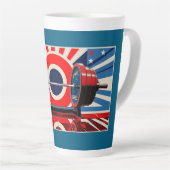 Patriottische Pop Art Olympic Barbell Set Latte Mok (Rechterhoek)