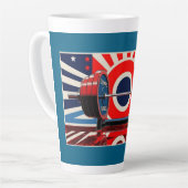 Patriottische Pop Art Olympic Barbell Set Latte Mok (Linkerhoek)