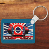 Patriottische Pop Art Olympic Barbell Set Sleutelhanger (Voorkant)