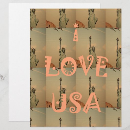 Patriottische Pop Kunst: "Ik hou van de VS" Grafis Briefhoofd (Voorkant / Achterkant)