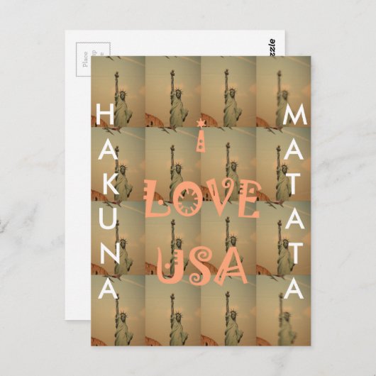 Patriottische Pop Kunst: "Ik hou van de VS" Grafis Briefkaart (Voorkant / Achterkant)