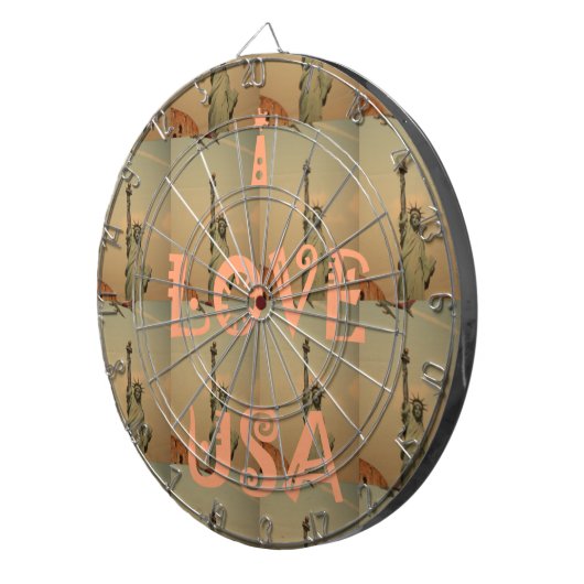 Patriottische Pop Kunst: "Ik hou van de VS" Grafis Dartbord (Voorkant Rechts)