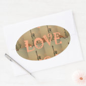 Patriottische Pop Kunst: "Ik hou van de VS" Grafis Ovale Sticker (Envelop)