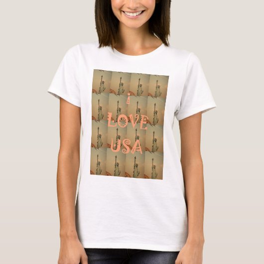 Patriottische Pop Kunst: "Ik hou van de VS" Grafis T-shirt (Voorkant)