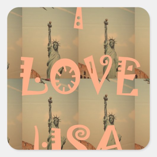 Patriottische Pop Kunst: "Ik hou van de VS" Grafis Vierkante Sticker (Voorkant)