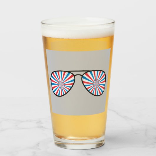 Patriottische PopArt Swirl zonnebril Glas (Voorkant gevuld)