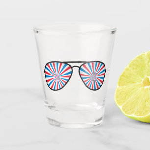 Patriottische PopArt Swirl zonnebril Shot Glas