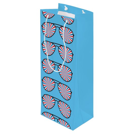 Patriottische PopArt Swirl zonnebril Wijn Cadeautas (Achterkant Gekanteld)