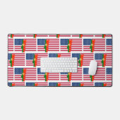 Patriottische PORTUGESE AMERIKAANSE vlag Kaart Bureaumat (Keyboard & Muis)