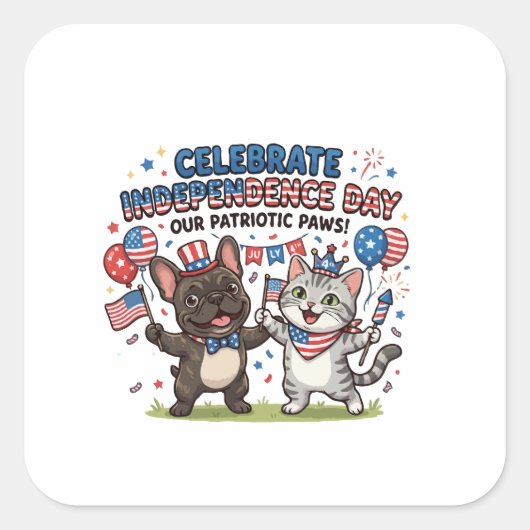 Patriottische poten 4 juli-viering vierkante sticker (Voorkant)