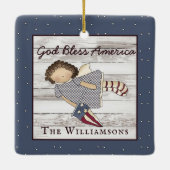 Patriottische primitieve landnaam Engel Keramisch Ornament (Achterkant)