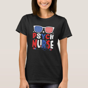 Patriottische Psych Verpleegster 4 juli Amerikaans T-shirt
