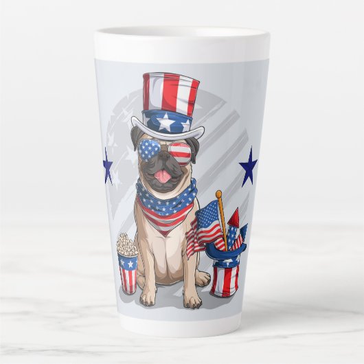 Patriottische Pug 4 juli Latte Mok (Voorkant)