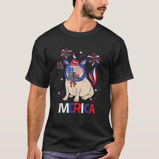 Patriottische Pug Merica 4 juli voor Kids Vrouwen  T-shirt (Voorkant)