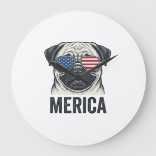 Patriottische Pug Merica Vintage Gravure Shirt Ont Grote Klok