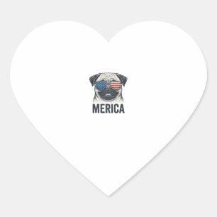 Patriottische Pug Merica Vintage Gravure Shirt Ont Hart Sticker