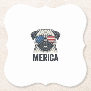 Patriottische Pug Merica Vintage Gravure Shirt Ont Kartonnen Onderzetters