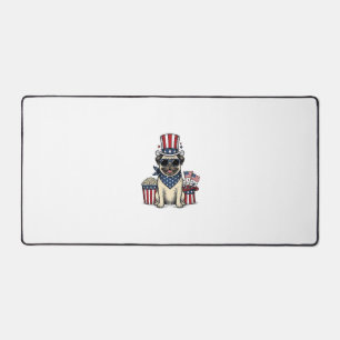 Patriottische Pug Vintage Gravure Hond Shirt Ontwe Bureaumat