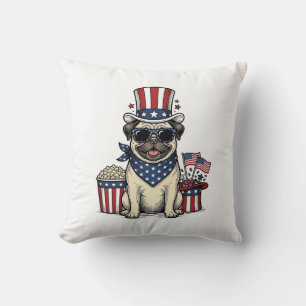 Patriottische Pug Vintage Gravure Hond Shirt Ontwe Kussen