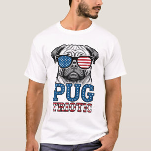 Patriottische Pug Vintage Gravure Shirt Ontwerp_1