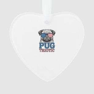 Patriottische Pug Vintage Gravure Shirt Ontwerp_1 Ornament