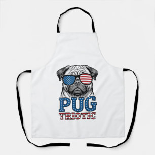 Patriottische Pug Vintage Gravure Shirt Ontwerp_1 Schort