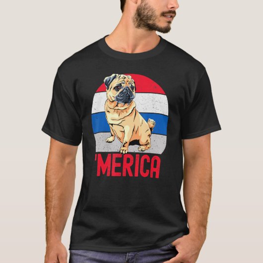 Patriottische pug voor mam papa op 4 juli prid t-shirt (Voorkant)
