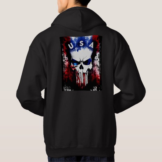 Patriottische Punisher (VS) Mannen Hoodie (Achterkant)