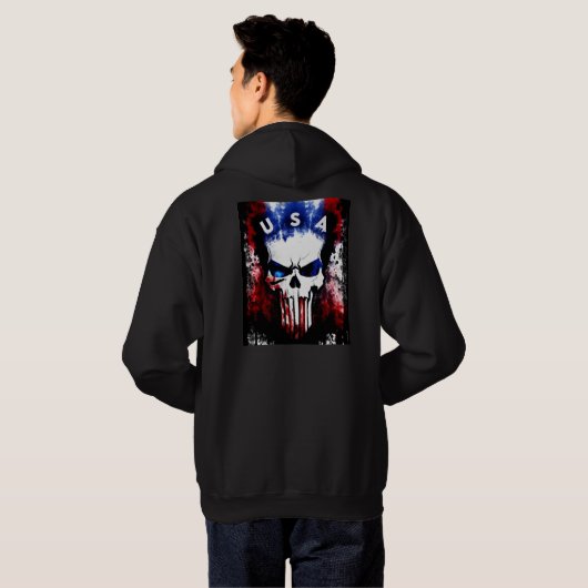 Patriottische Punisher (VS) Mannen Hoodie (Achterkant volledig)
