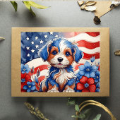 Patriottische pup te midden van bloei Briefkaart