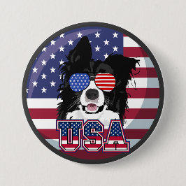 Patriottische Pup USA Ronde Button 7,6 Cm