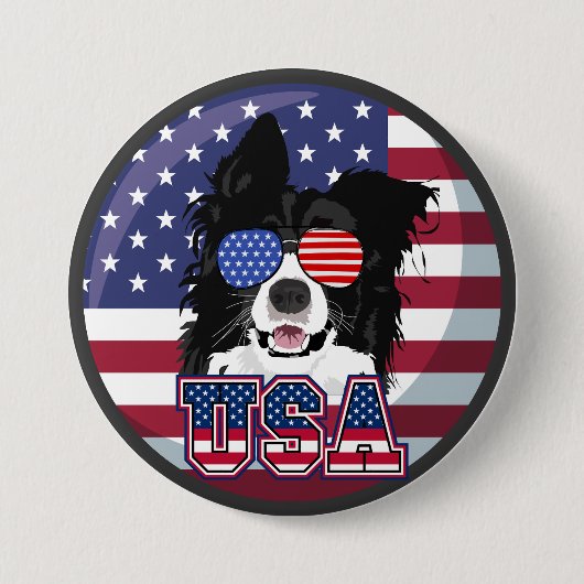 Patriottische Pup USA Ronde Button 7,6 Cm (Voorkant)