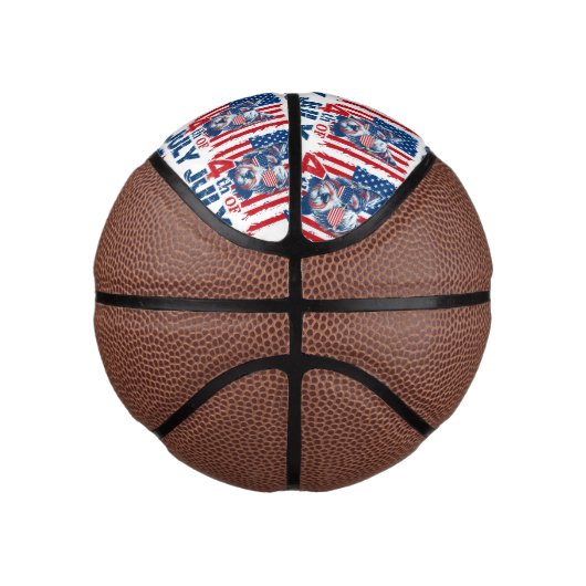 Patriottische pup vieren 4 juli Onafhankelijkheids Basketbal (Rechts)