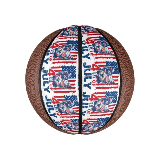 Patriottische pup vieren 4 juli Onafhankelijkheids Basketbal (Verticaal)