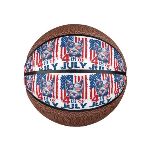 Patriottische pup vieren 4 juli Onafhankelijkheids Basketbal (Voorkant)