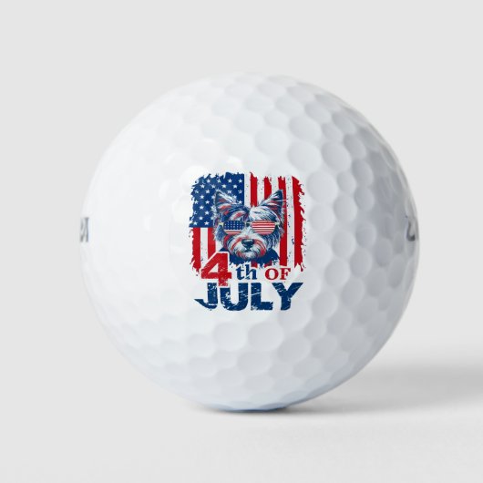 Patriottische pup vieren 4 juli Onafhankelijkheids Golfballen (Voorkant)