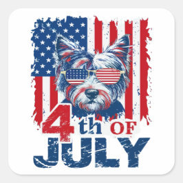 Patriottische pup vieren 4 juli Onafhankelijkheids Vierkante Sticker