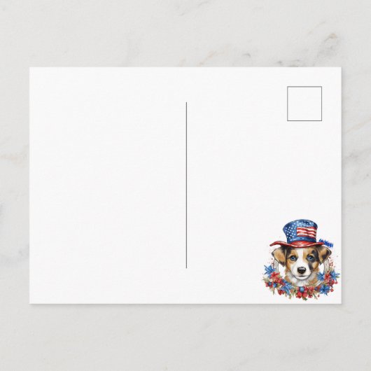 Patriottische Puppy 4 juli Amerikaanse Onafhankeli Briefkaart (Achterkant)
