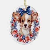 Patriottische Puppy 4 juli Amerikaanse Onafhankeli Keramisch Ornament (Rechts)