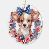 Patriottische Puppy 4 juli Amerikaanse Onafhankeli Keramisch Ornament (Links)