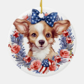 Patriottische Puppy 4 juli Amerikaanse Onafhankeli Keramisch Ornament (Achterkant)