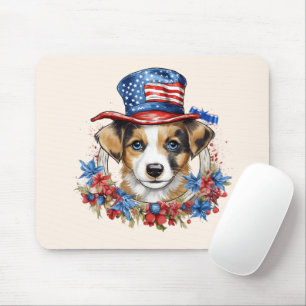Patriottische Puppy 4 juli Onafhankelijkheidsdag V Muismat