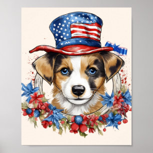 Patriottische Puppy 4 juli Onafhankelijkheidsdag V Poster