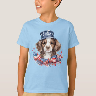 Patriottische Puppy 4 juli Onafhankelijkheidsdag V T-shirt