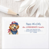 Patriottische puppy 4 juli retouradres etiket (Insitu)