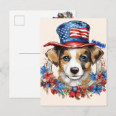 Patriottische Puppy 4 juli Verenigde Staten Onafha Briefkaart (Voorkant / Achterkant)