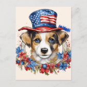 Patriottische Puppy 4 juli Verenigde Staten Onafha Briefkaart (Voorkant)
